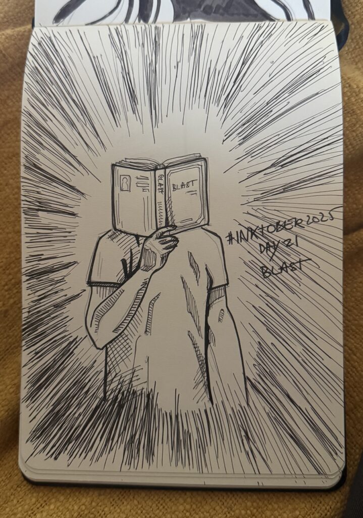 Sketch représentant une personne qui lit un livre
